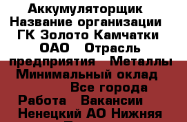 Аккумуляторщик › Название организации ­ ГК Золото Камчатки, ОАО › Отрасль предприятия ­ Металлы › Минимальный оклад ­ 22 500 - Все города Работа » Вакансии   . Ненецкий АО,Нижняя Пеша с.